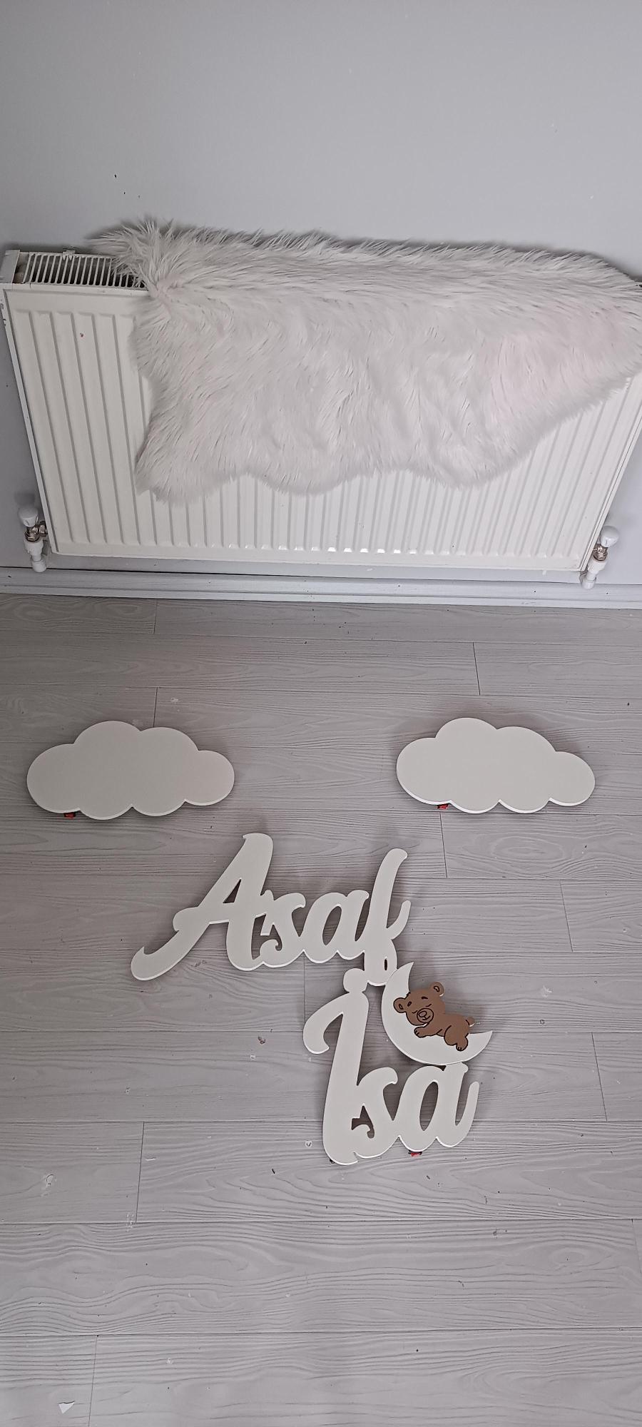 Büyük Boy Işıklı çift İsimlik ve 2 Bulut
